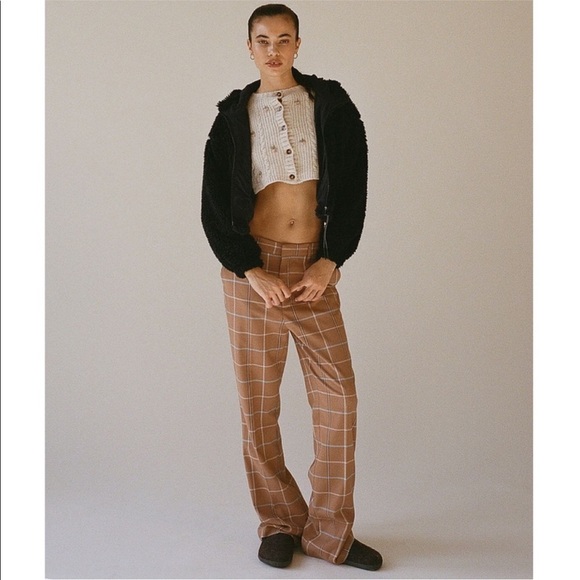 Urban Outfitters Black Cropped Teddy Jacket Hoodie - Picture 2 of 6